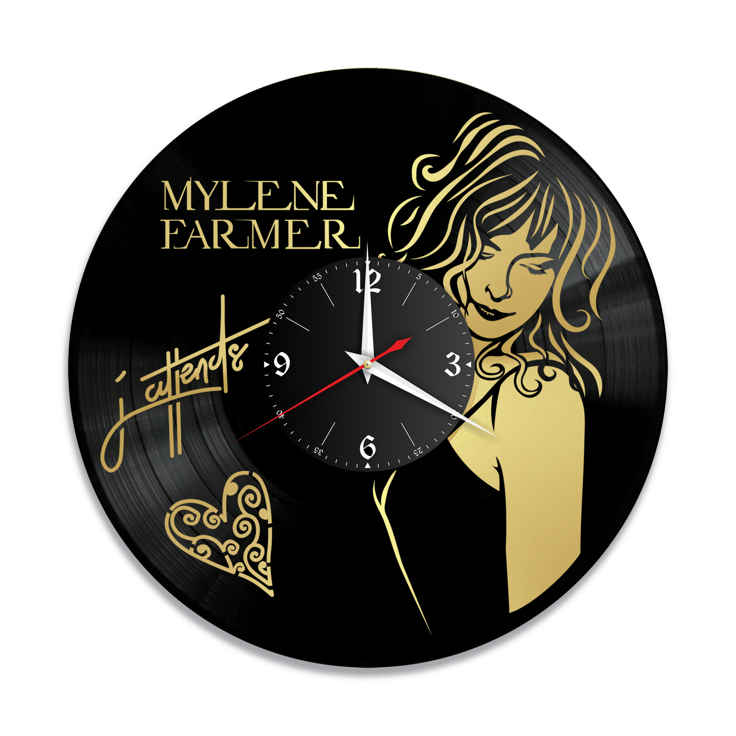 Часы настенные "Mylene Farmer (Милен Фармер), золото" из винила, №3 VW-10224-1
