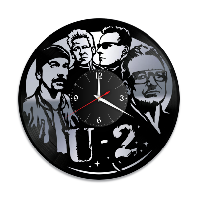 Часы настенные "группа U2, серебро" из винила, №1