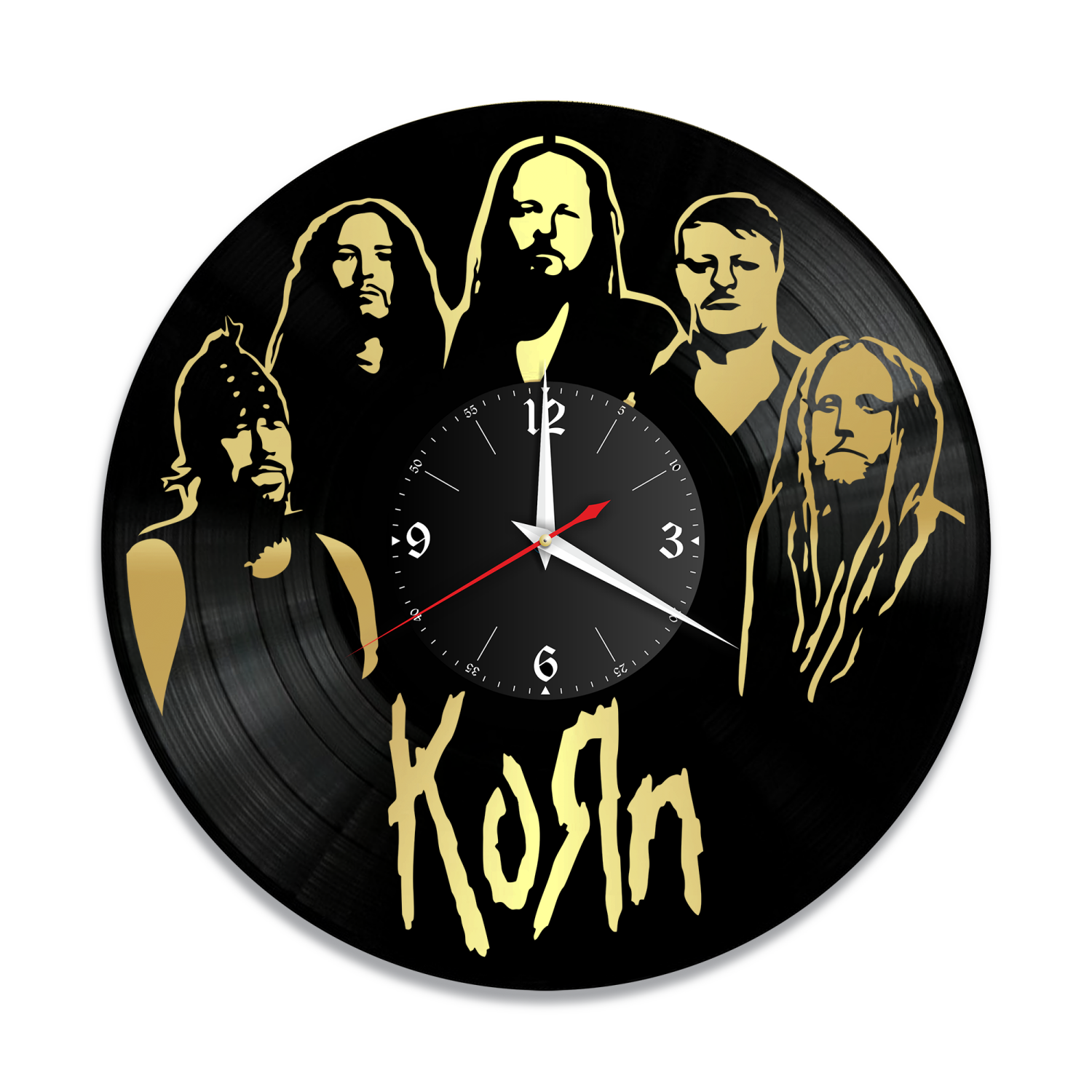 Часы настенные "группа Korn, золото" из винила, №1 VW-10105-1