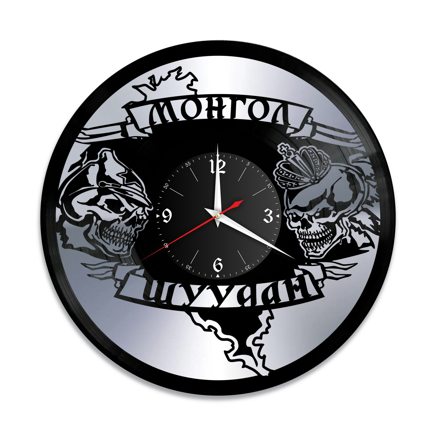 Часы настенные "Группа Монгол Шуудан, серебро" из винила, №R1 VW-12137-2