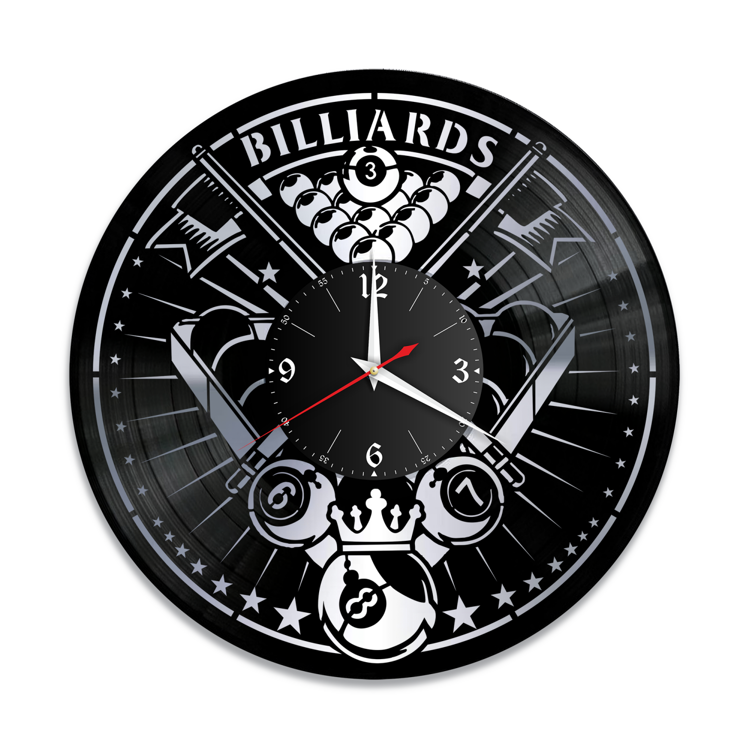 Часы настенные "Бильярд, серебро" из винила, №1 VW-10592-2
