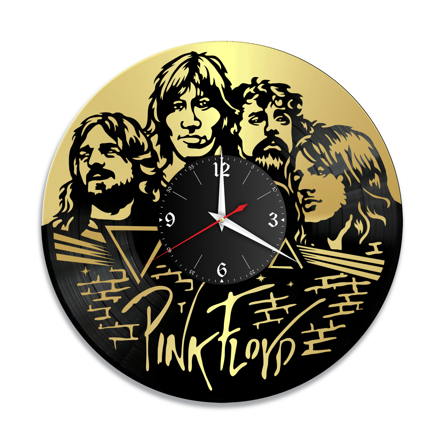 Часы настенные "группа Pink Floyd, золото" из винила, №1 VW-10133-1