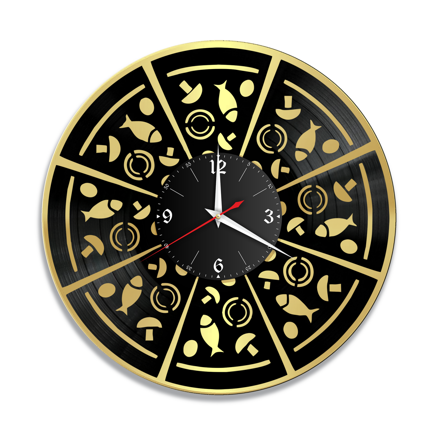 Часы настенные "Пиццерия, золото" из винила, №1 VW-10595-1