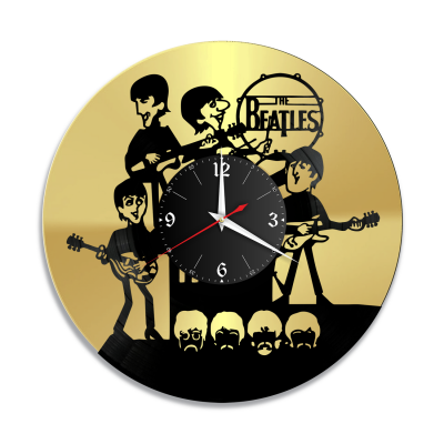 Часы настенные "группа Битлз (The Beatles), золото" из винила, №11