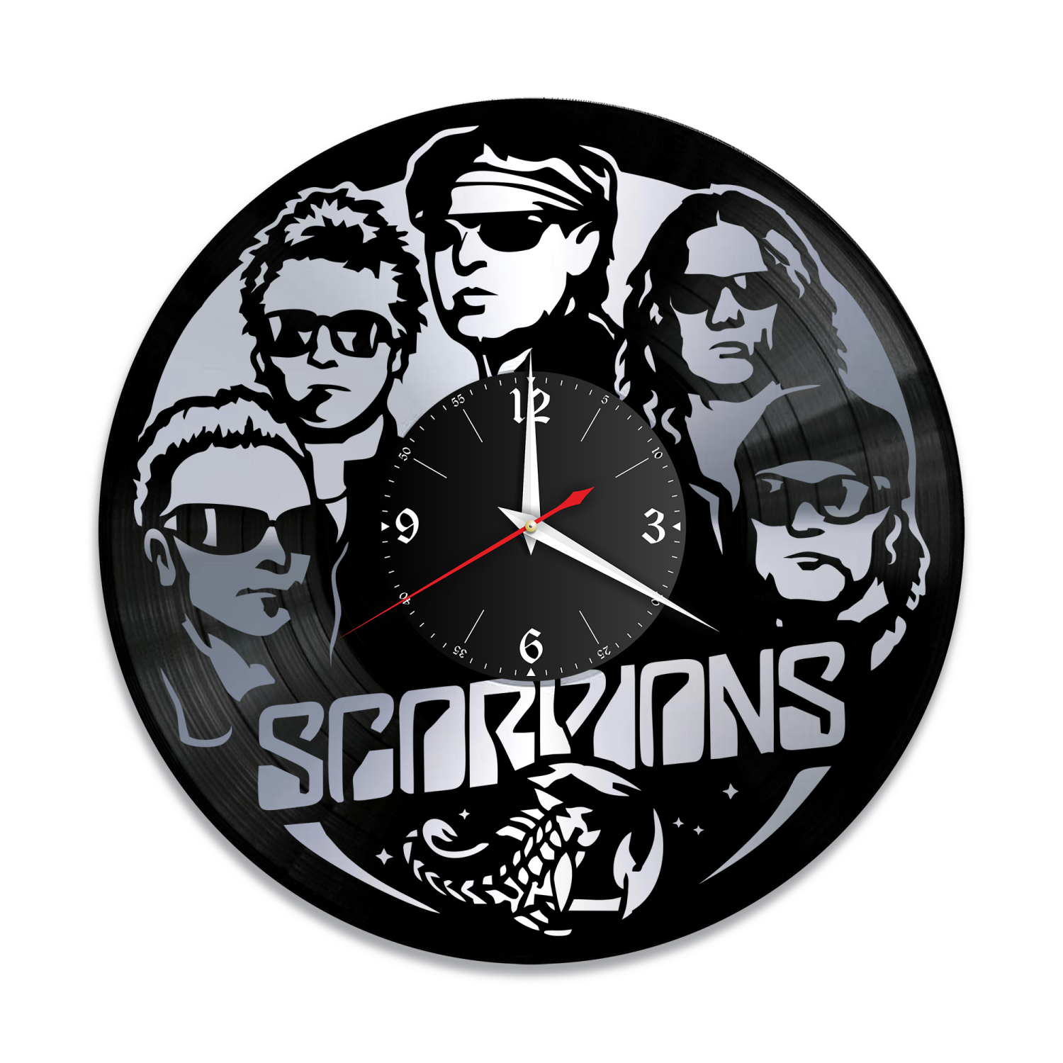 Часы настенные "группа Scorpions, серебро" из винила, №1 VW-10158-2