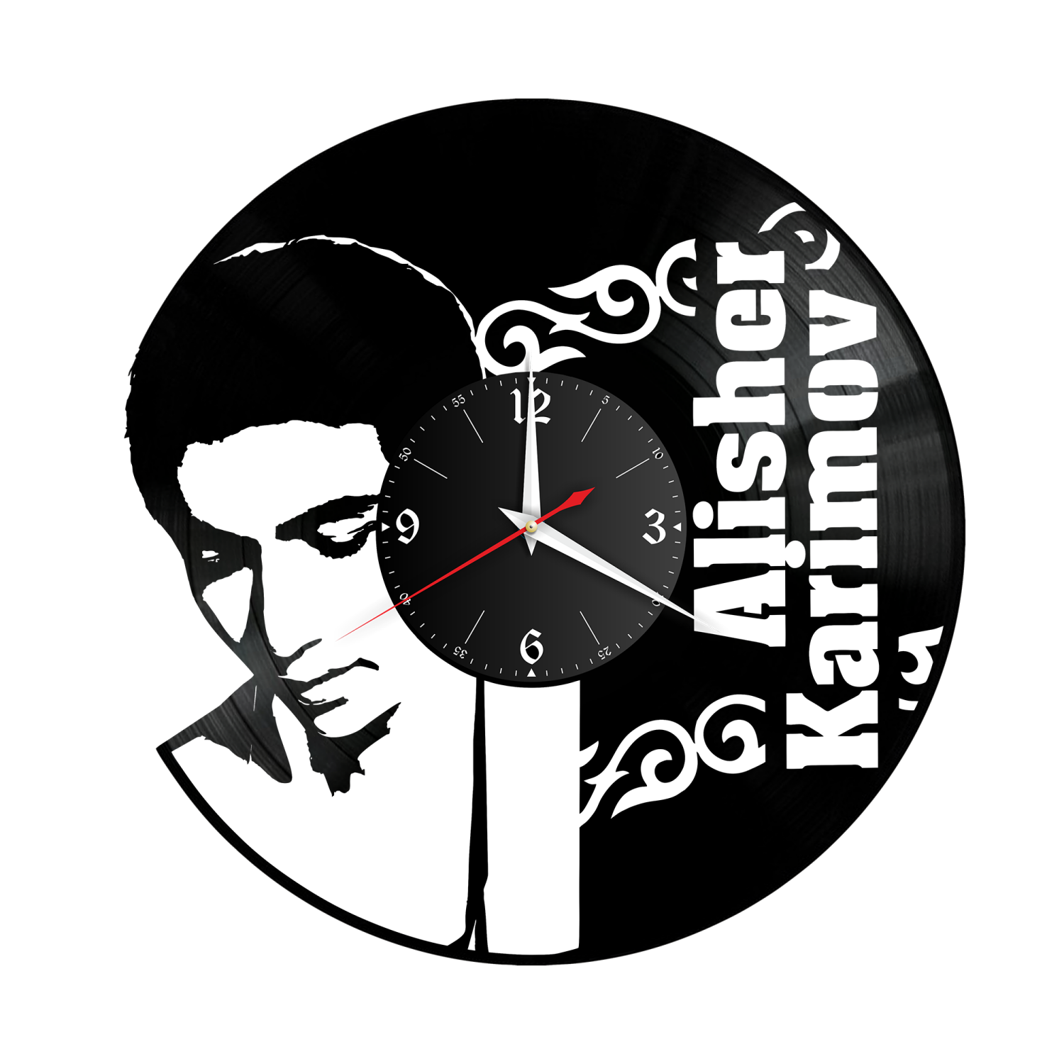 Часы настенные "Алишер Каримов" из винила, №R1 VW-12105