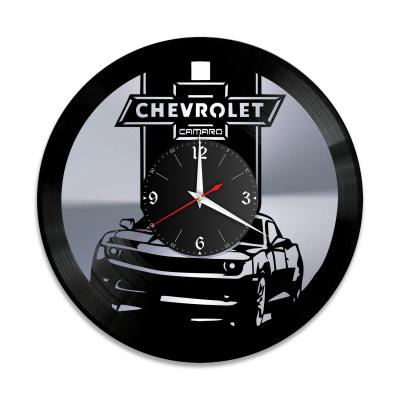 Часы настенные "Chevrolet Camaro, серебро" из винила, №1