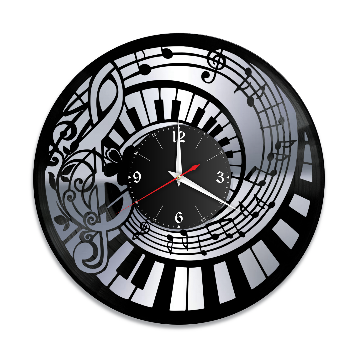 Часы настенные "Музыка, серебро" из винила, №21 VW-10891-2