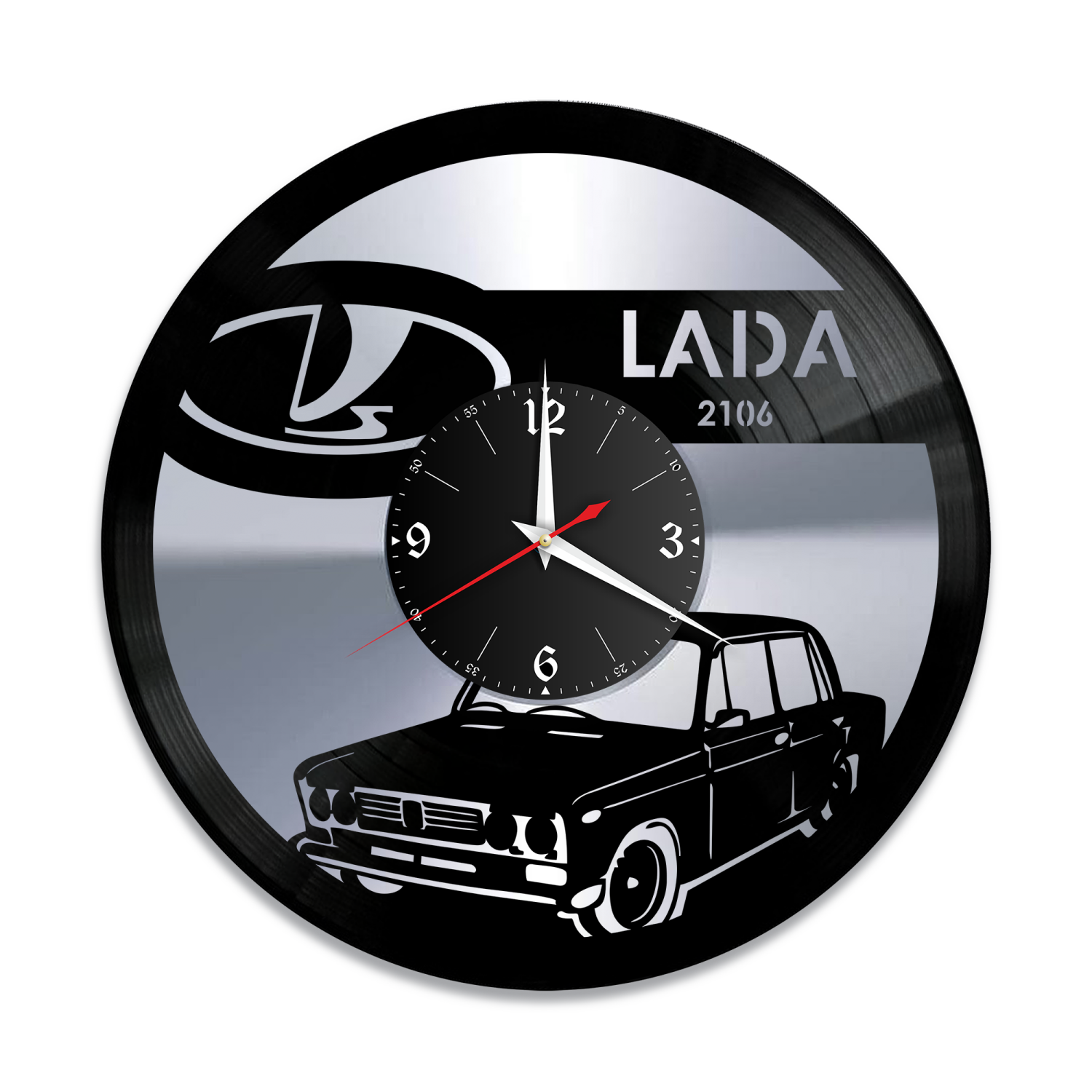 Часы настенные "Lada, серебро" из винила, №1 VW-10417-2 Часы настенные "Lada, серебро" из винила, №1 VW-10417-2