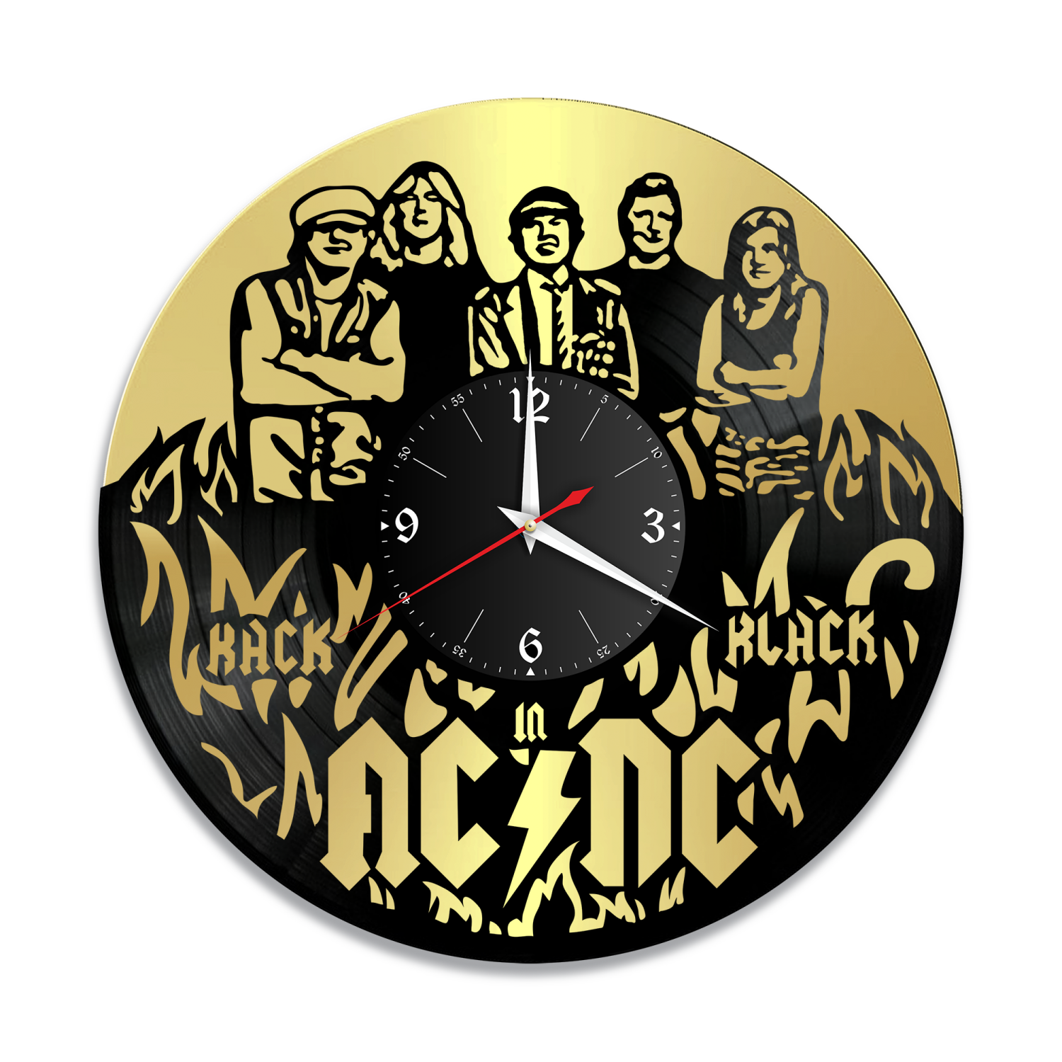 Часы настенные "группа AC DC, золото" из винила, №1 VW-10071-1