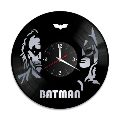 Часы настенные "Бэтмен (Batman), серебро" из винила, №1