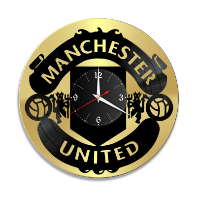 Часы настенные "Манчестер Юнайтед (Manchester United), золото" из винила, №1