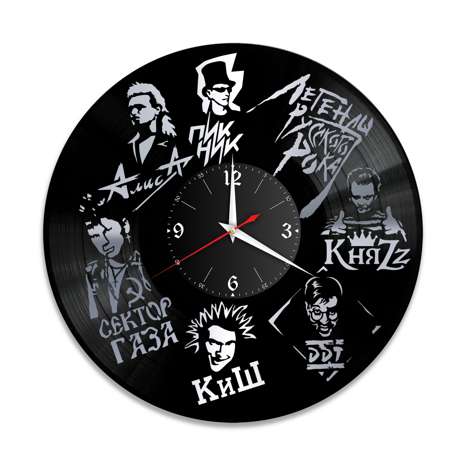 Часы настенные "Легенды Русского Рока, серебро" из винила, №6 VW-12038-2