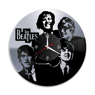 Часы настенные "группа Битлз (The Beatles), серебро" из винила, №3