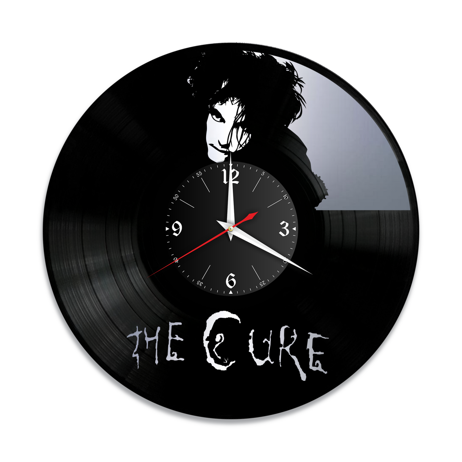 Часы настенные "Группа Cure, серебро" из винила, №R1 VW-12116-2
