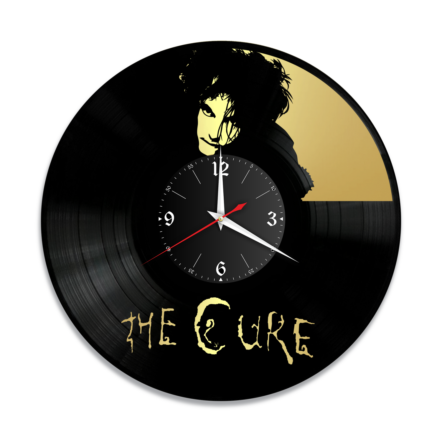 Часы настенные "Группа Cure, золото" из винила, №R1 VW-12116-1