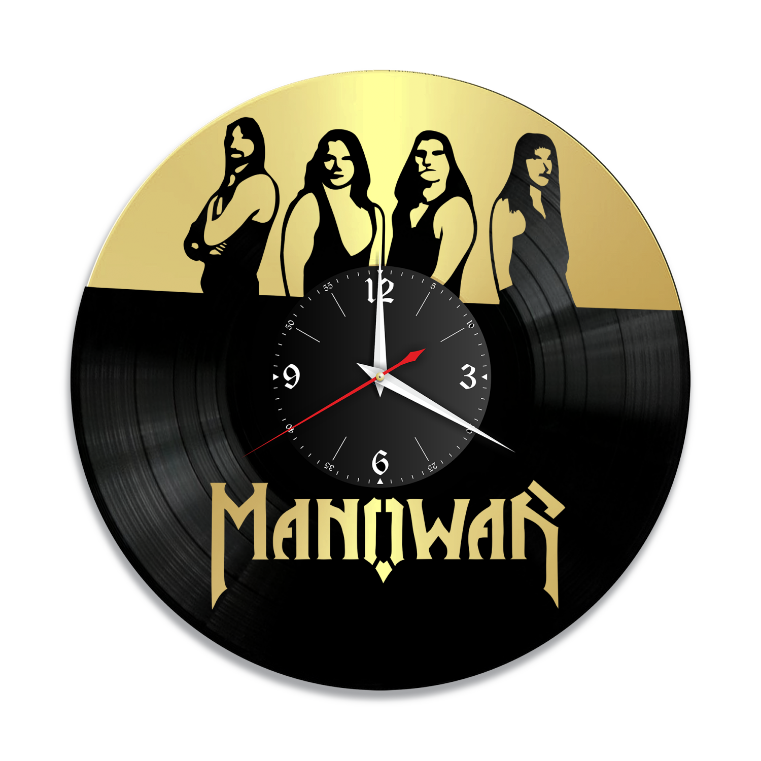 Часы настенные "группа Manowar, золото" из винила, №1 VW-10114-1