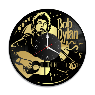 Часы настенные "Боб Дилан (Bob Dylan), золото" из винила, №1