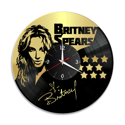 Часы настенные "Бритни Спирс (Britney Spears), золото" из винила, №1