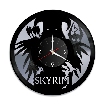 Часы настенные "Skyrim, серебро" из винила, №1
