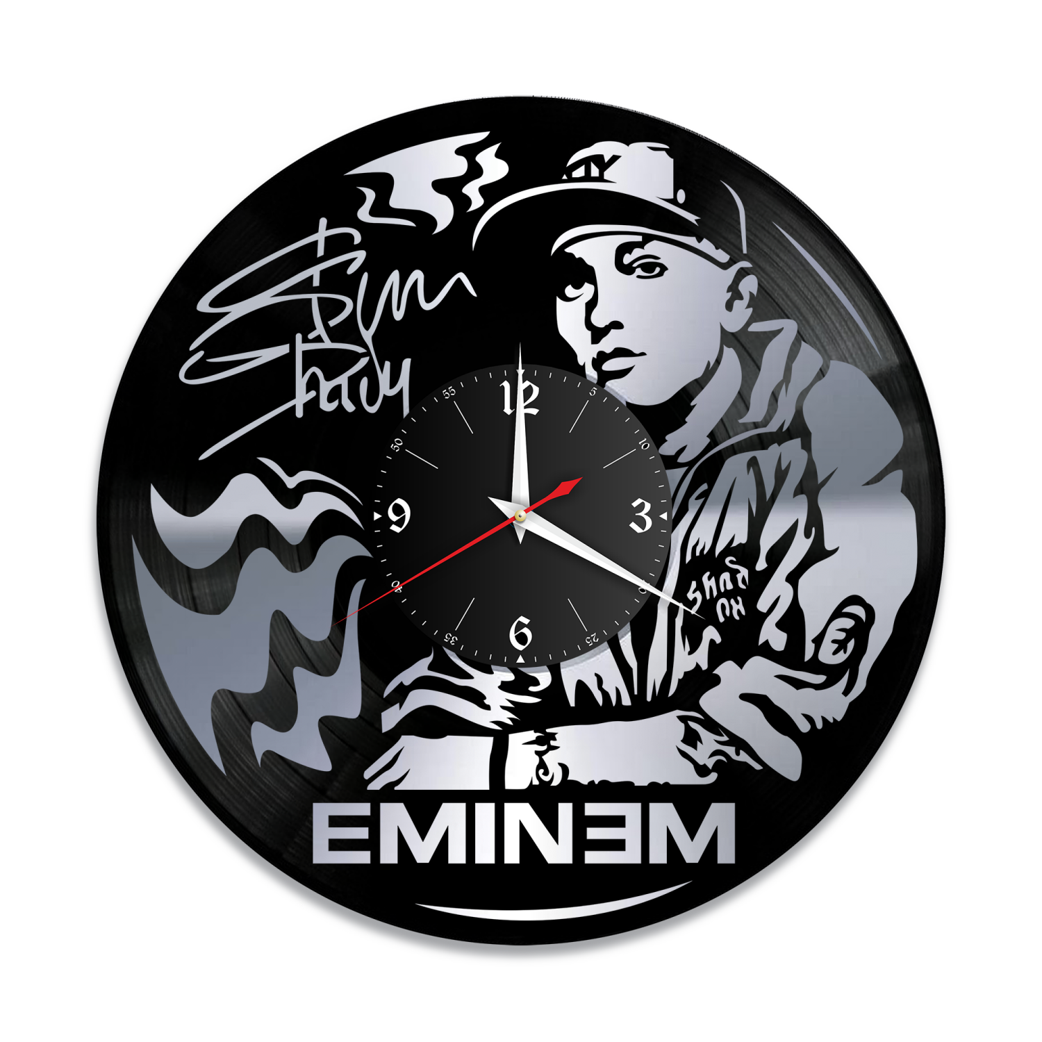 Часы настенные "Eminem, серебро" из винила, №2 VW-10282-2