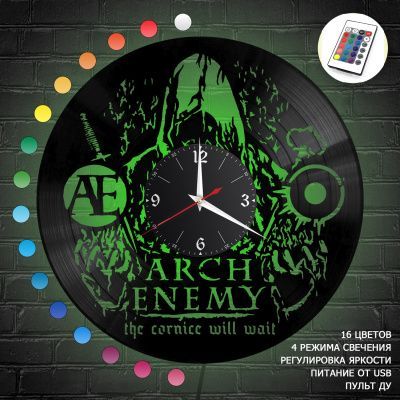 Часы с подсветкой "Arch Enemy" из винила, №1