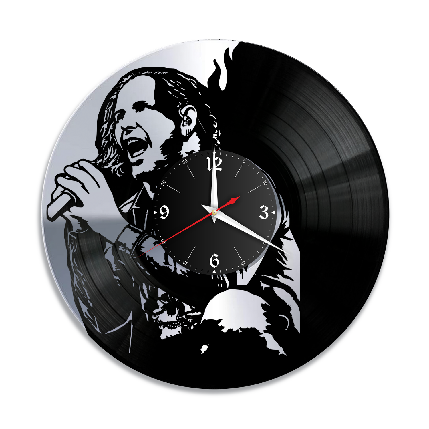 Часы настенные "группа Slipknot (Кори Тейлор), серебро" из винила, №8 VW-12011-2