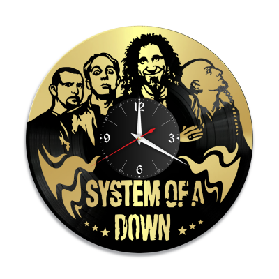 Часы настенные "группа System Of a Down, золото" из винила, №2
