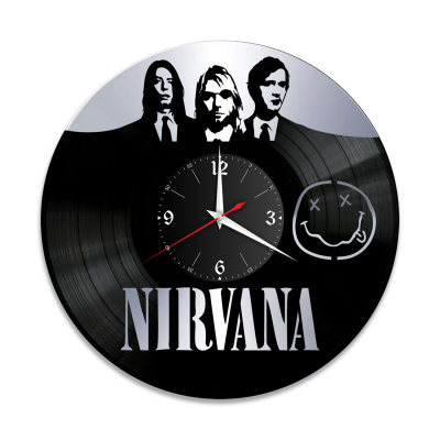 Часы настенные "группа Nirvana, серебро" из винила, №2