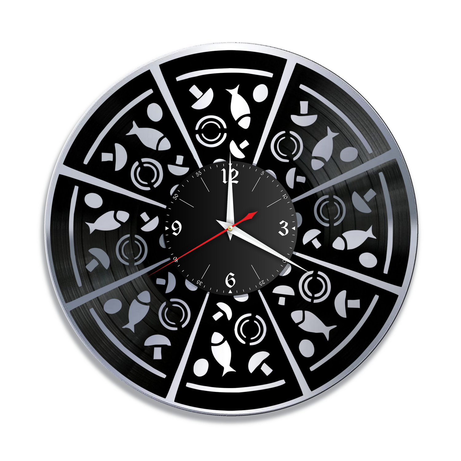 Часы настенные "Пиццерия, серебро" из винила, №1 VW-10595-2