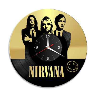 Часы настенные "Группа Нирвана (Nirvana), золото" из винила, №R1