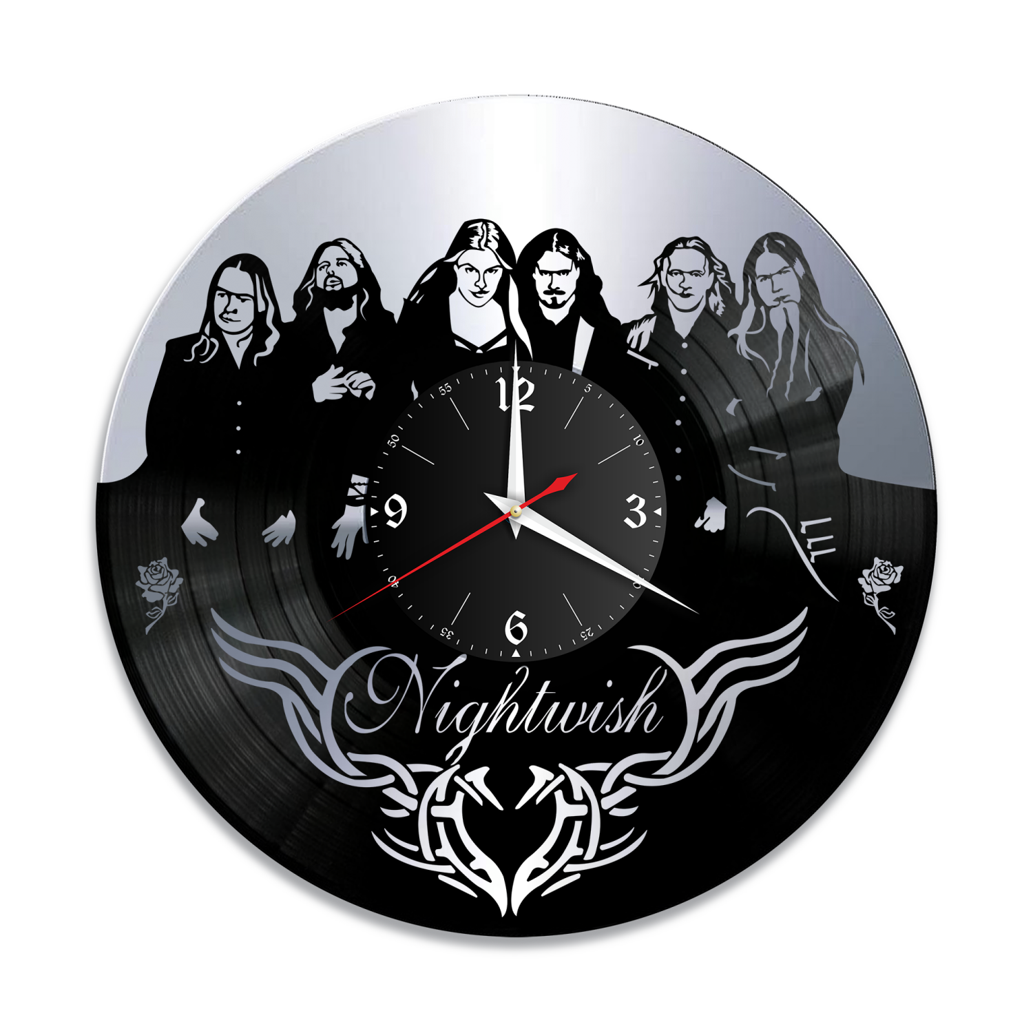 Часы настенные "группа Nightwish, серебро" из винила, №1 VW-10126-2