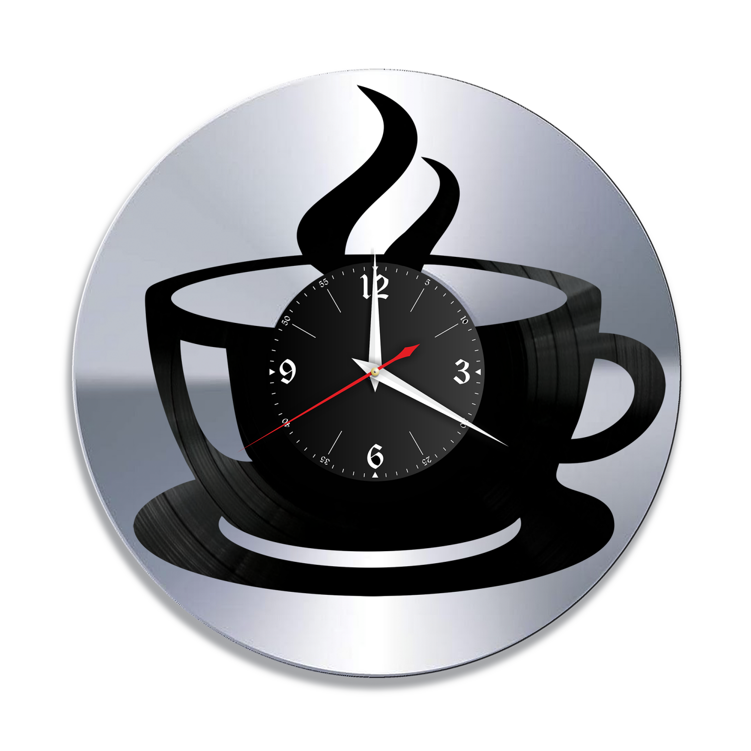 Часы настенные "Кофе, серебро" из винила, №1 VW-10603-2