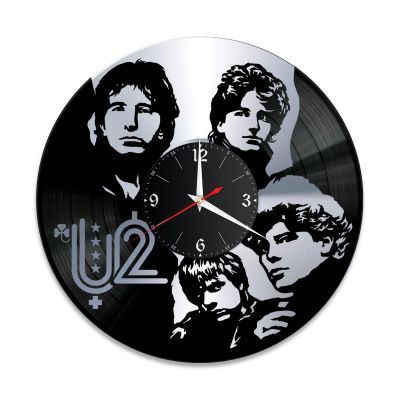 Часы настенные "Группа U2, серебро" из винила, №2