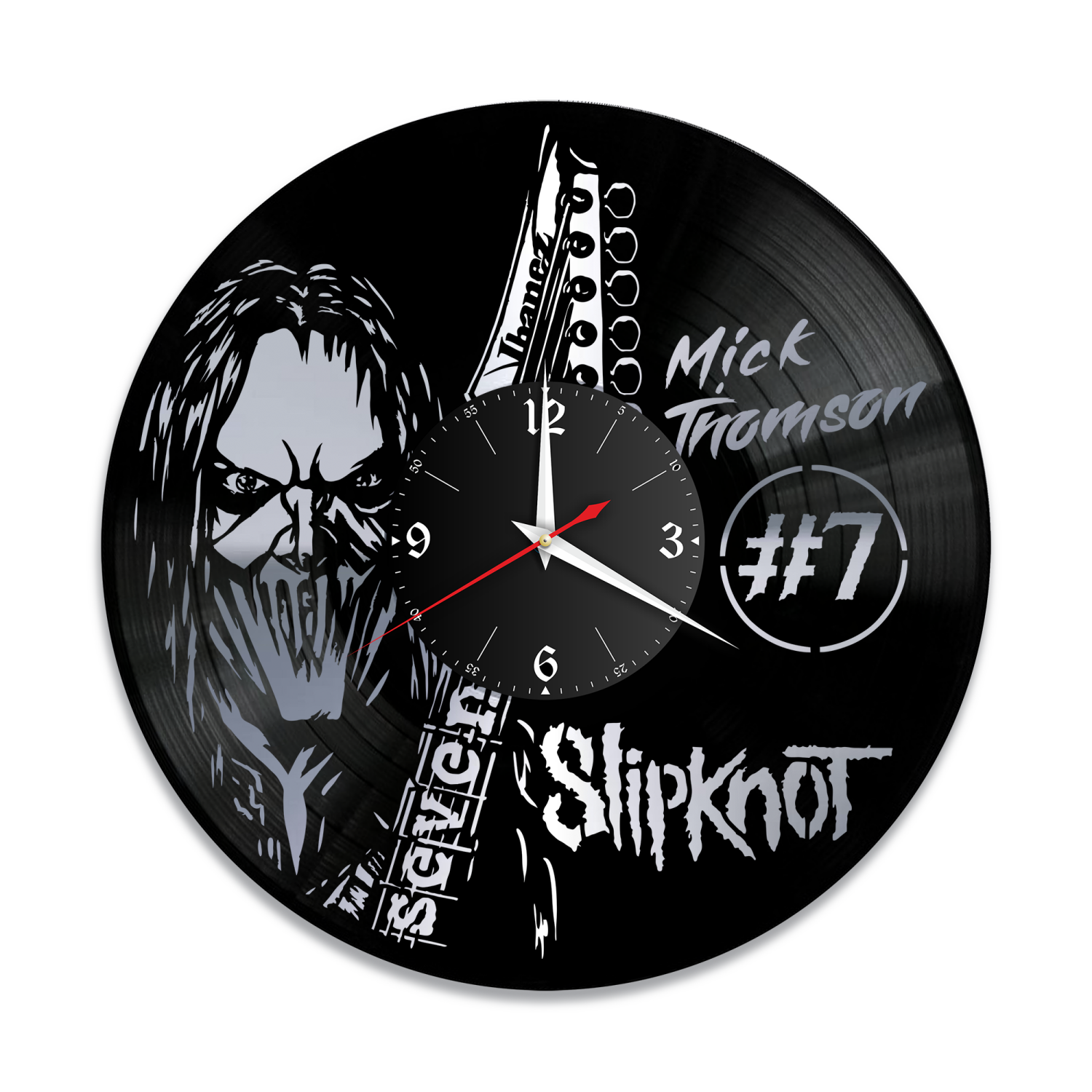 Часы настенные "группа Slipknot (Мик Томсон), серебро" из винила, №7 VW-10832-2