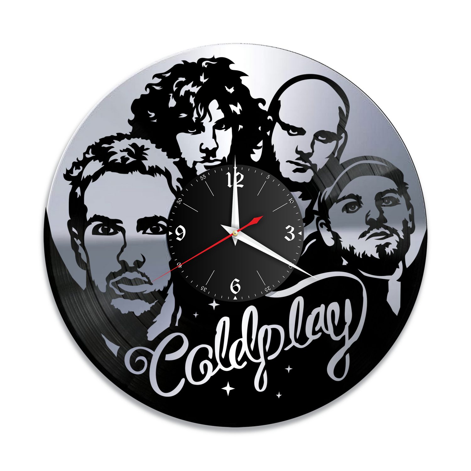 Часы настенные "группа Coldplay, серебро" из винила, №1 VW-10084-2