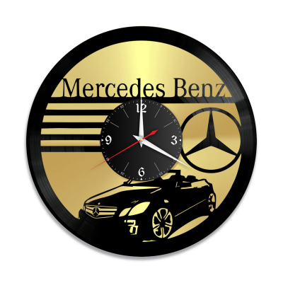 Часы настенные "Mercedes, золото" из винила, №1