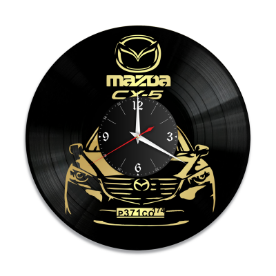 Часы настенные "Mazda CX-5 (Ваш госномер), золото" из винила, №2
