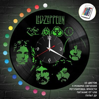 Часы с подсветкой "группа Led Zeppelin" из винила, №1