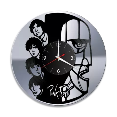 Часы настенные "группа Pink Floyd, серебро" из винила, №2