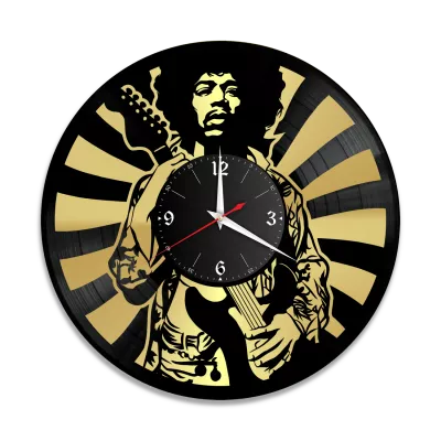 Часы настенные "Джими Хендрикс (Jimi Hendrix), золото" из винила, №1