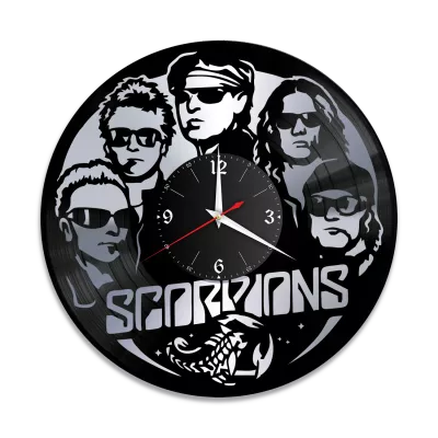 Часы настенные "группа Scorpions, серебро" из винила, №1