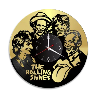 Часы настенные "группа Rolling Stones, золото" из винила, №1