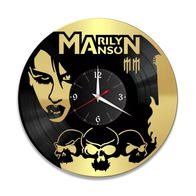 Часы настенные "группа Marilyn Manson, золото" из винила, №1