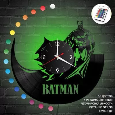 Часы с подсветкой "Бэтмен (Batman)" из винила, №5