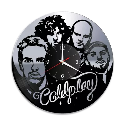 Часы настенные "группа Coldplay, серебро" из винила, №1