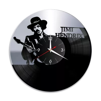 Часы настенные "Джими Хендрикс (Jimi Hendrix), серебро" из винила, №2