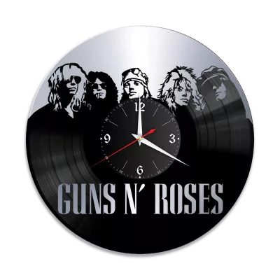 Часы настенные "группа Guns and Roses, серебро" из винила, №1