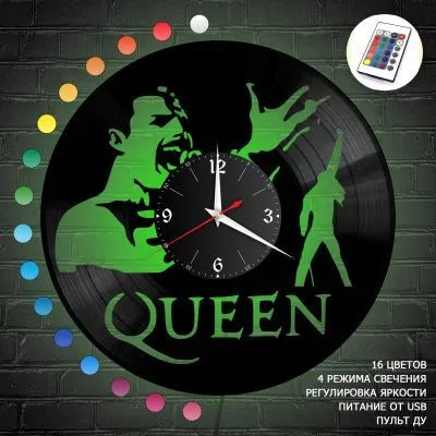 Часы с подсветкой "группа Queen" из винила, №6