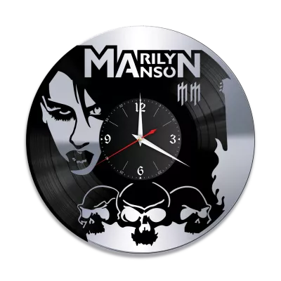 Часы настенные "группа Marilyn Manson, серебро" из винила, №1